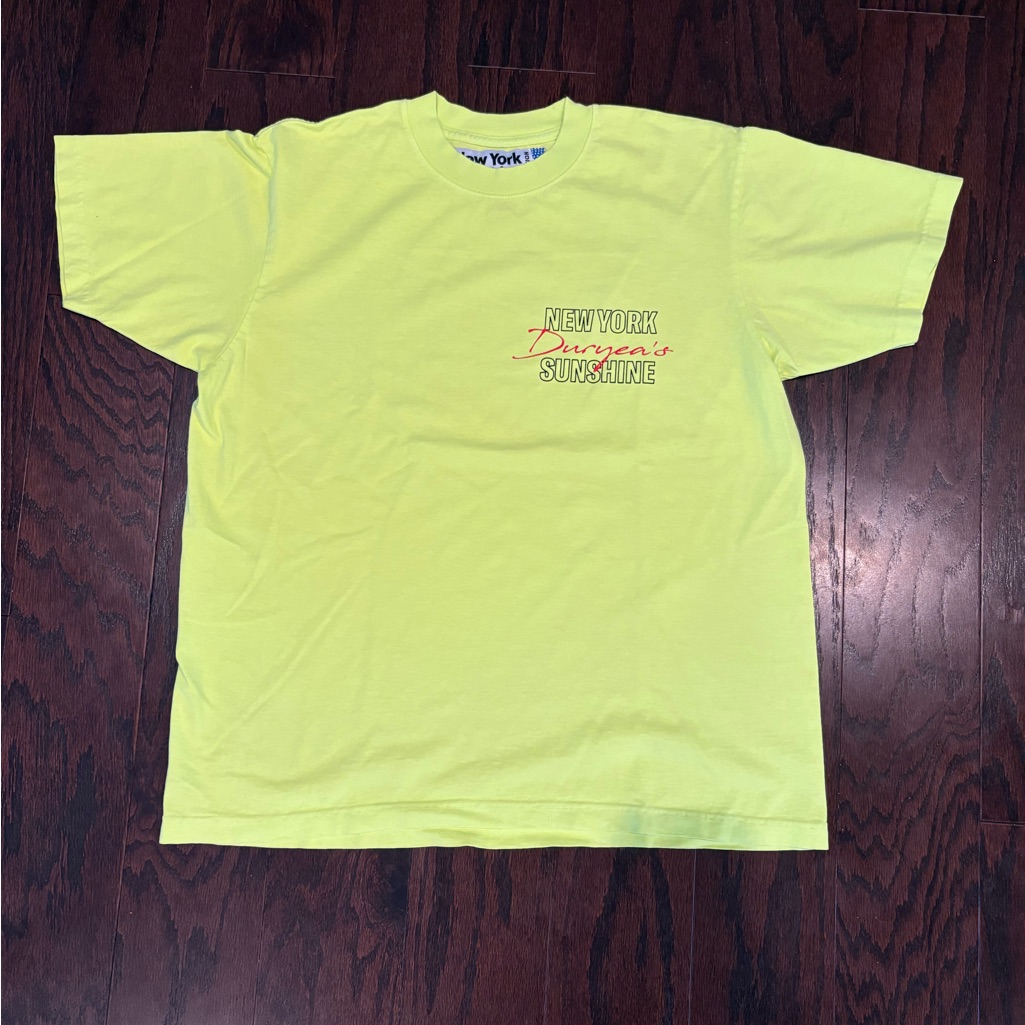 New York Sunshine X Duryea's Neon Yellow Short Sleeve Lobster Tee Sz Large Nwot